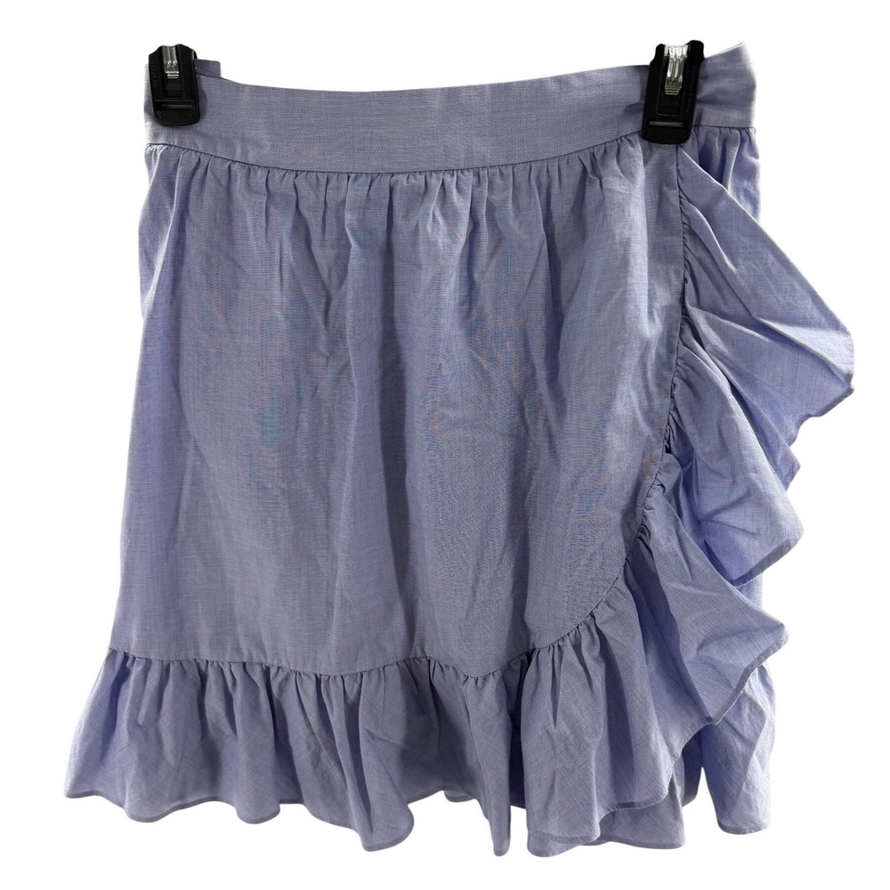 Kate Spade New York Blue Ruffle Mini Skirt Cotton Zipper Size 8 NEW